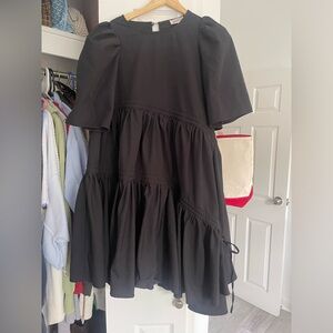 Ghospell black ruffle mini dress size M. Black. With tie bows